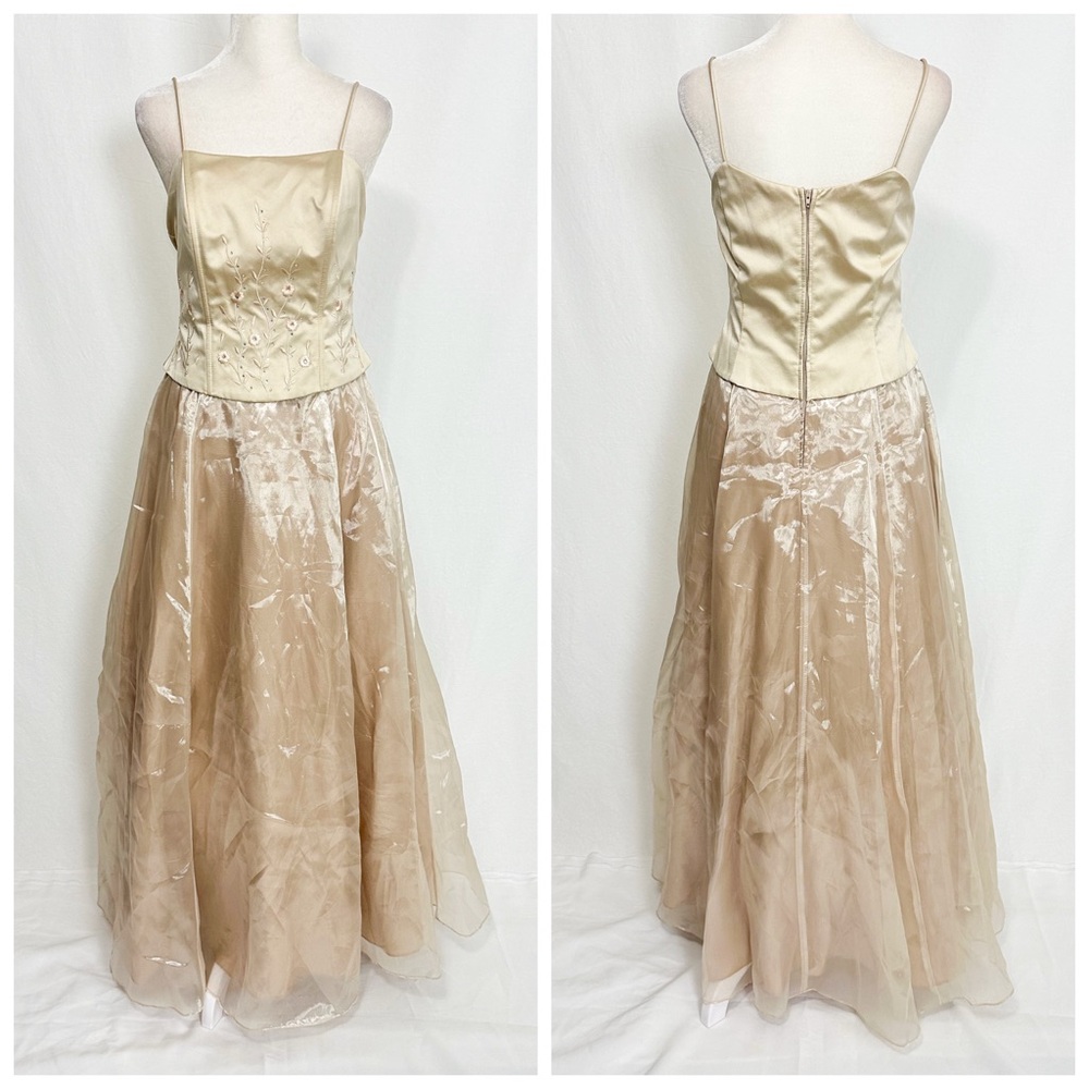 Vintage Poly Corset Tan Prom Dress